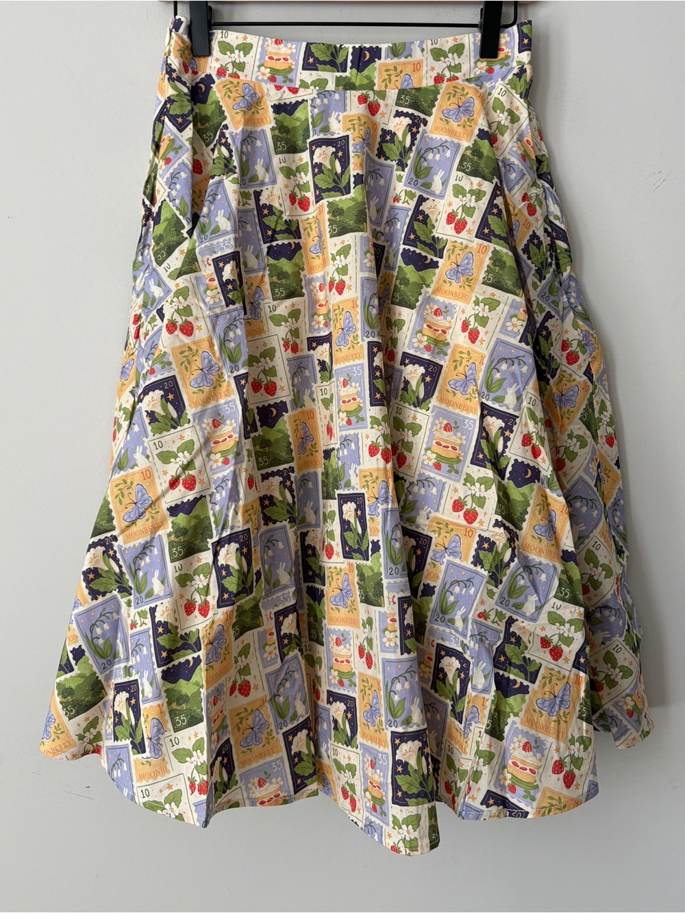 Tulip B Whimsical Postage Stamp Midi Skirt
